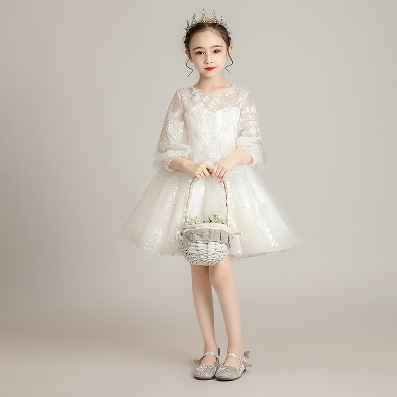 Princess Charlotte Flower Girl Dress Birthday Princess  Tulle Tutu Wedding Evening Dress Host Costume for Piano Performance