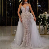 Bohemian Chic Wedding Guest Dress Sequined Fishtail V-neck Sleeveless Long Elegant Banquet Evening Dress