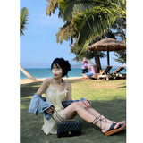 Aesthetic Dress Ruffled Dress Women's Summer Seaside Dress French Suspender Dress