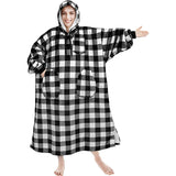 Hoodies Blankets Autumn and Winter Solid Color Plaid Lazy Blanket Hooded Multi-Pocket Casual