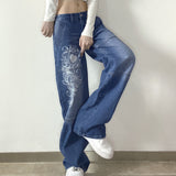 Julia Fox Low Rise Trousers Printed Loose Trousers Jeans