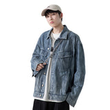 Denim Varsity Jacket Men's Denim Jacket Autumn Leisure Washed Coat