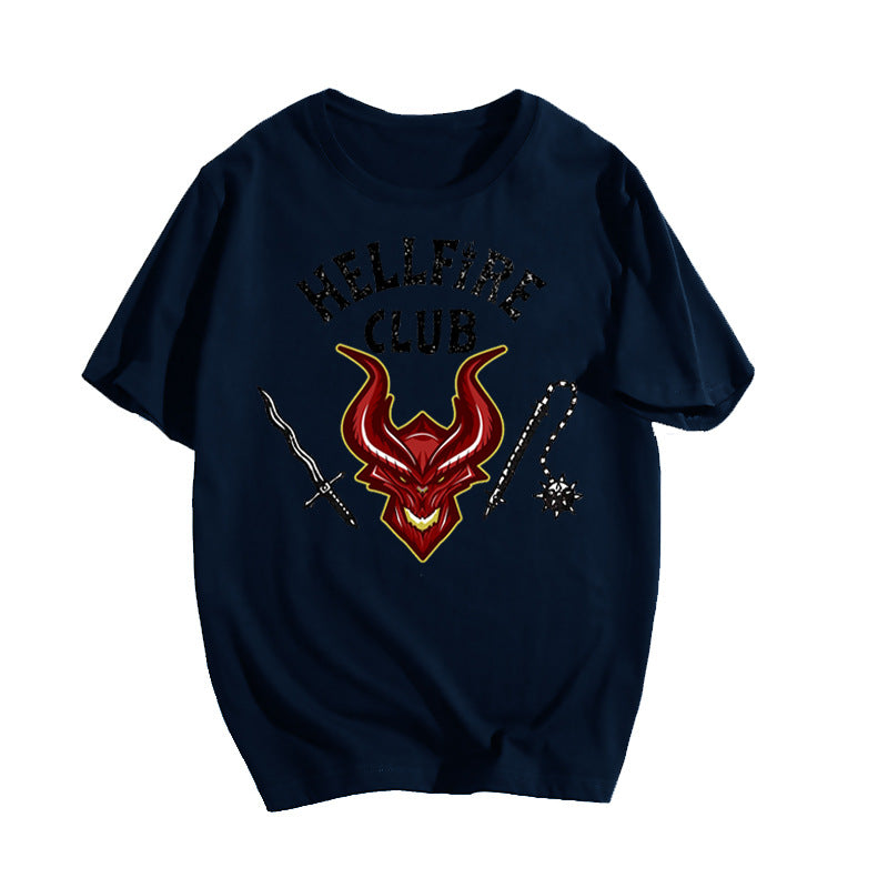 Stranger Things Hellfire Club T Shirt Fashion Loose T-shirt Short Sleeve