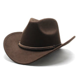 Cowboy Hats Woolen Hat Men's Western Cowboy Hat Equestrian Hat Curved Brim Felt Cap