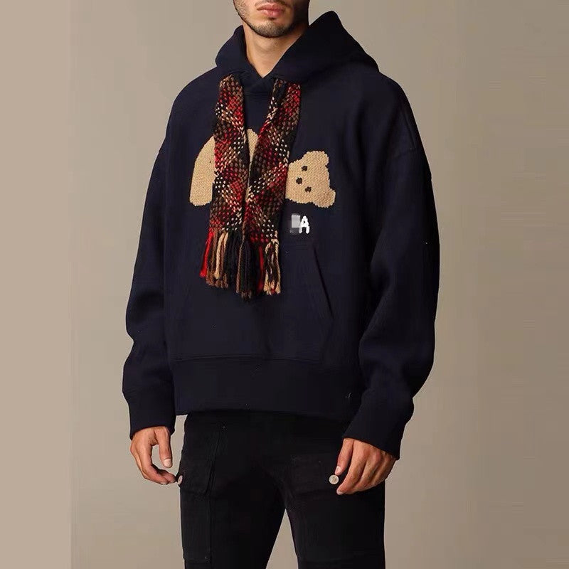 Palm Angels Hoodie Embroidery Velvet Hoodie Sweater for Men and Women
