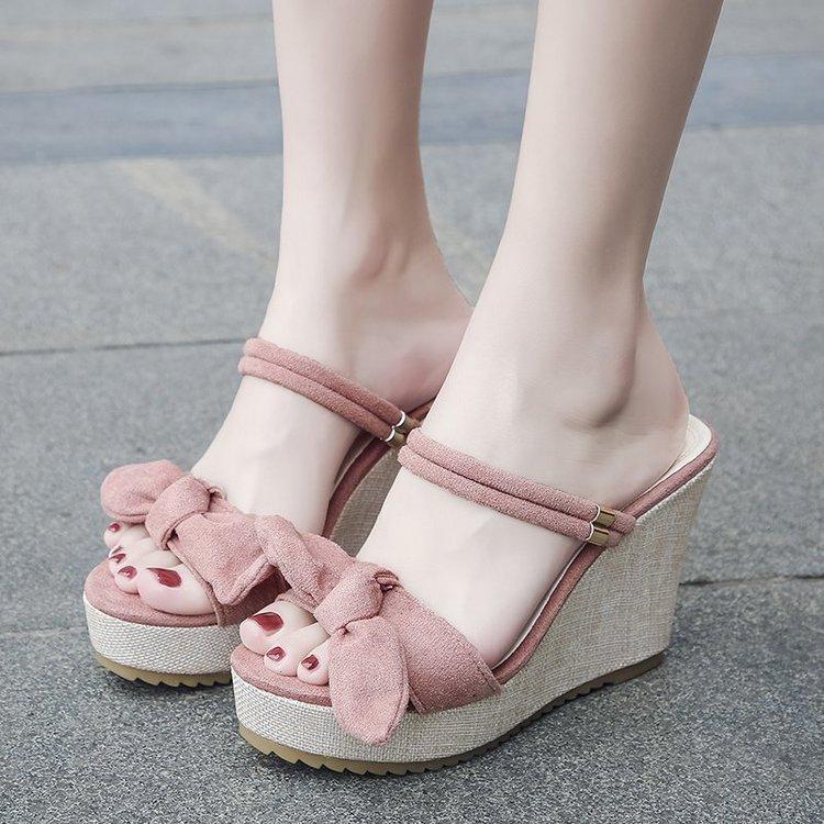 Women Open Toe Sands Flats Summer Bow Platform Slippers Fashion