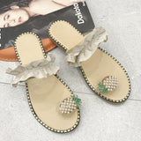 Women Open Toe Sandals Flats Pineapple Fruit Sandals Flat Fashion Large Size Shoes