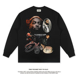 Nba Long Sleeve Shirt Long Sleeve T-shirt Washed Distressed Cotton Men and Women