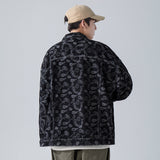 Denim Varsity Jacket Paisley Denim Jacket Men's Loose Hip Hop Street Jacket