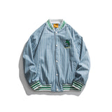 Varsity Jacket Vintage Autumn Men's Jacket Campus Artistic Style Loose Couple Striped Denim Jacket
