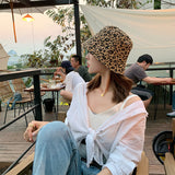 Leopard Fur Hat Summer Retro Double-Sided Sun Protection Hat