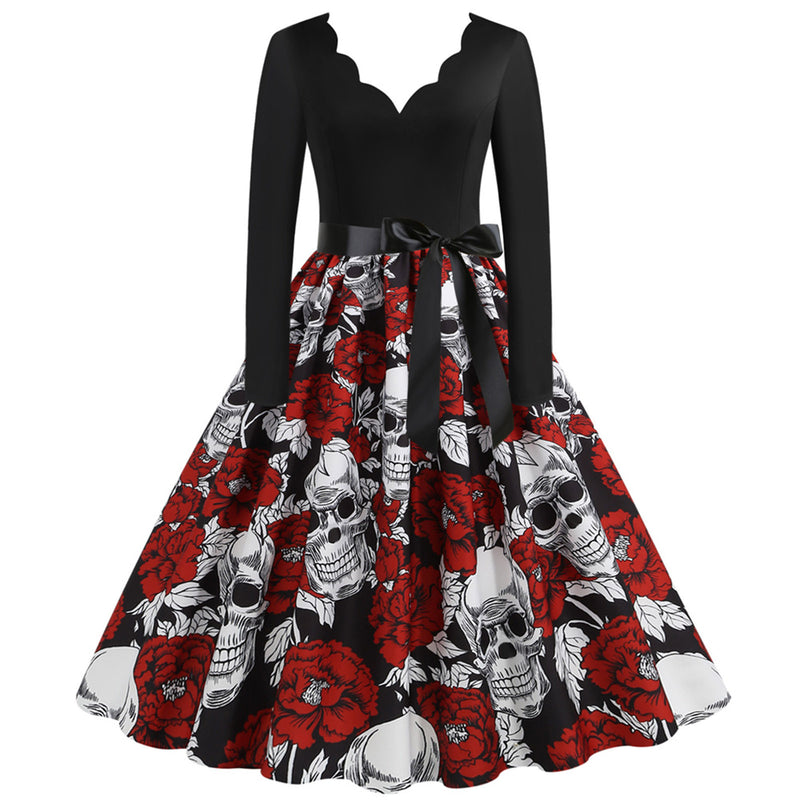 Skull Dress Skull Print Swing Dress