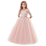 First Communion Dress Vestidos De Primera Comunion Lace Ball Gown Girl Party Princess Pageant Gown Children's Dress Long Sleeve Wedding