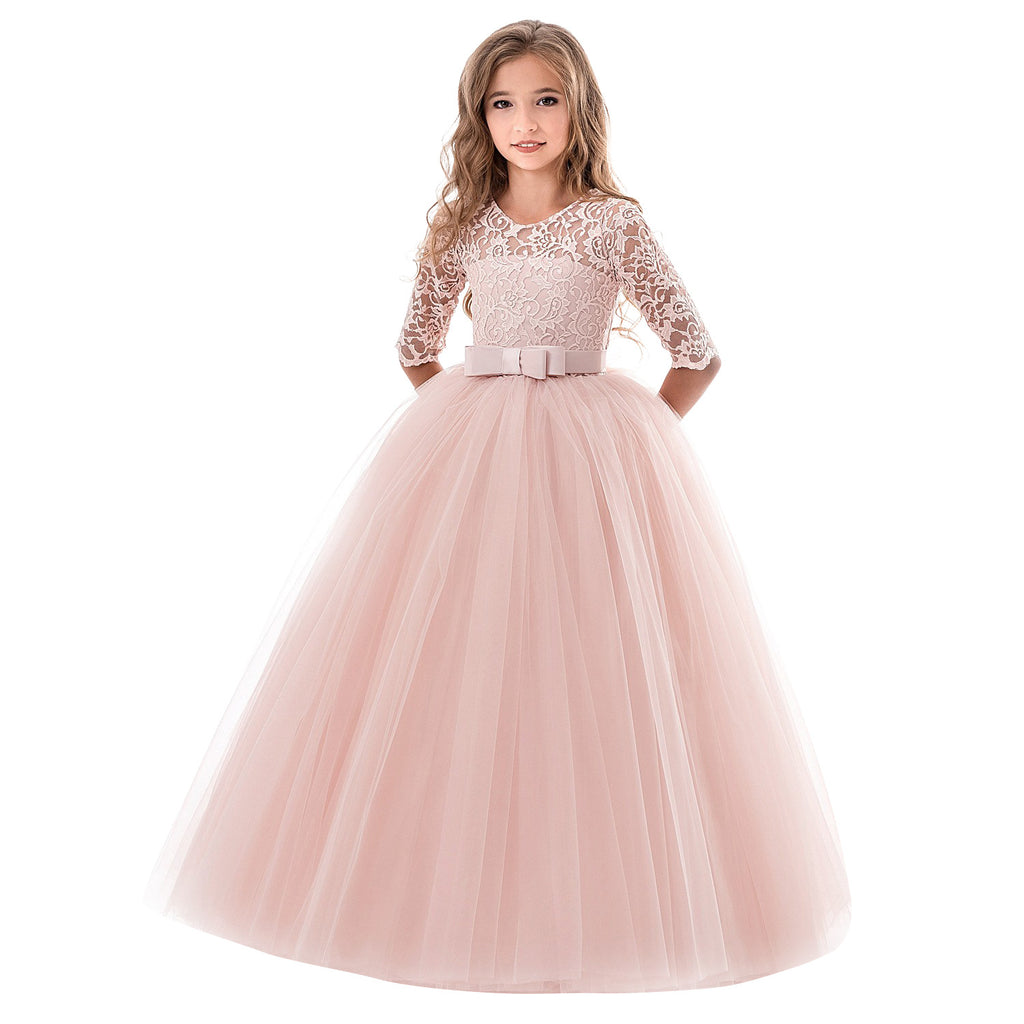 First Communion Dress Vestidos De Primera Comunion Lace Ball Gown Girl Party Princess Pageant Gown Piano Performance Princess Dress