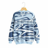 Women Fall Fall Two-Color Vortex Knitted Pullover Loose Top