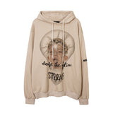 Mens Fall Outfits Portrait Printing Street Dark High Street Style Loose Hooded Sweater Couple Sports Hoodie
