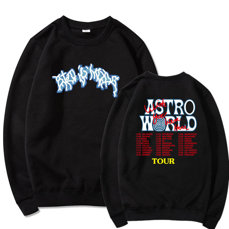 Travis Scott Astroworld Hoodie Sweater Fashion Men's and Women's round Neck Sports