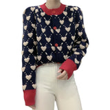 Preppy Aesthetic Sweater O-neck Short Cardigan Women's Knitwear