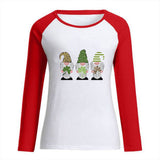 Saint Patrick's Day Closing Clover Leopard Print Long Sleeve T-shirt