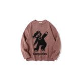 Mens Fall Outfits Autumn and Winter Bear Brocade Sweater Men and Women Loose Couple Sweater Students