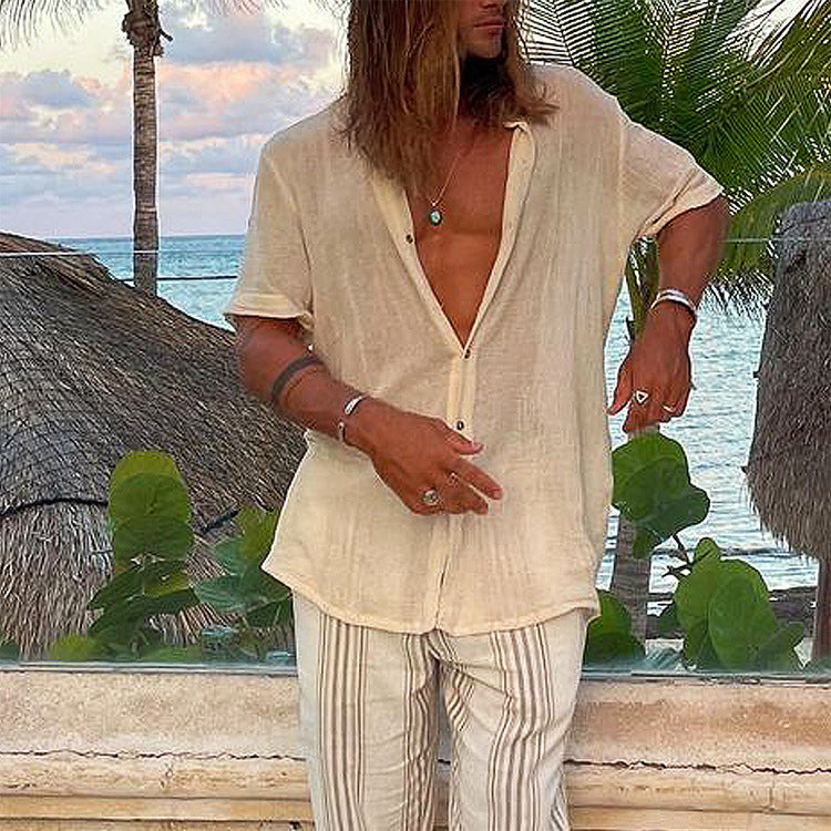Men Hawaii Shirts Men's Short Sleeve Shirt Beach