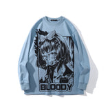 Mens Fall Outfits Two-Dimensional Anime Long Sleeve T-shirt Men's and Women's Loose Couple Outfit Top