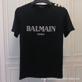 T Shirt Balmain T-shirt Short Sleeve Women's Clothing Cotton round Neck Letter Half Sleeve