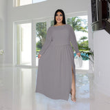Nina Parker plus Size Dresses Slit Loose Casual Dress Set