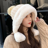 Women Winter Hats Knitted Woolen Cap Warm Earflaps Cap Thick for Women