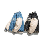 Baby Blue Varsity Jacket Winter Men's Stitching Baseball Collar Cotton-Padded Jacket