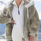 Women Winter Coats Autumn and Winter Loose Plush Zipper Hooded Jacket for Women