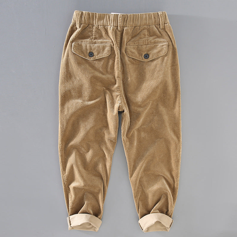 Mens Corduroy Pants Autumn and Winter Loose Casual Pants Men's Basic Style Thickened Ankle-Length Pants Men's