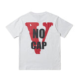 Vlone T Shirts Vlone No Cap High Street Large V-Shaped Female Print Hip Hop Loose Short Sleeve T-shirt for Men and Women