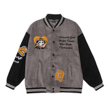 Corduroy Varsity Jacket Cartoon Love Corduroy Baseball Uniform Coat Men and Women Autumn Jacket Top