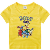 Children Pokemon Pikachu T Shirt Summer Short Sleeve Cotton Leisure Sports