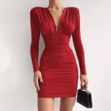 Winter Formal Dresses V-neck Sexy Slim Hip Dress for Women