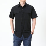 Men's Habit Shirts Spring Men's Solid Color Short Sleeve Slim Lapel Casual Men