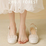 Nude Block Heel Peep Toe Mary Jane Women's Shoes