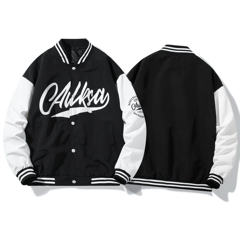 White Varsity Jacket Men's Spring and Autumn Workwear Jacket Youth Sports Baseball Uniform