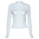 Music Festivals Rave Outfits Girls Tops Summer Women's Fashionable Fitted Long Sleeve T-shirt