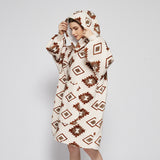 Hoodies Blankets Home Casual Wear Hooded Lazy Blanket Lamb Flannel Double Layer