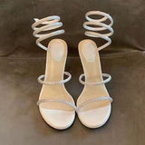 Nude Block Heel Peep Toe Stiletto Sandals