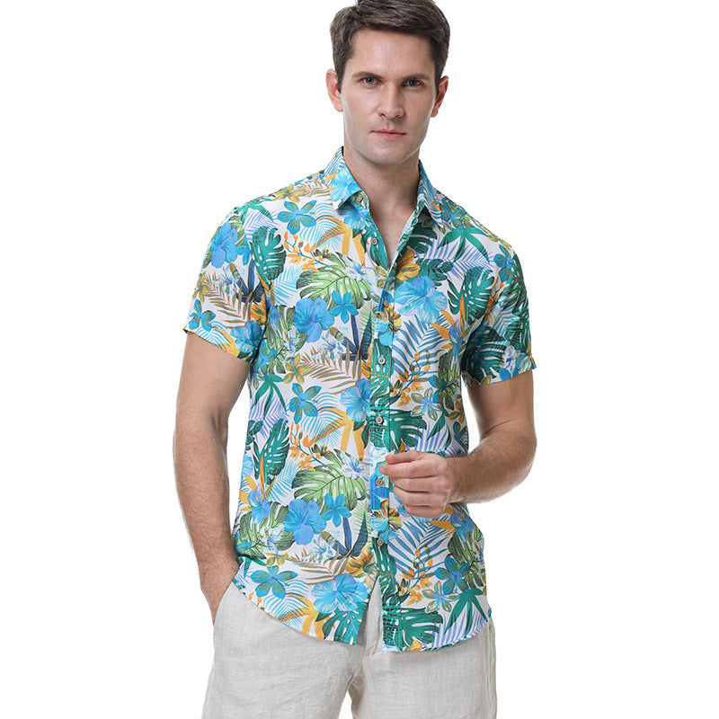 Men Beach T Shirts Men Beach Short Sleeve Printed Shirt Male