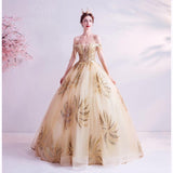 Women'S Evening Dress Ball Gown Princess Quinceanera Wedding Dresses Off-Shoulder Wedding Toast Dress