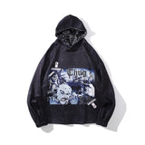 Mens Fall Outfits Hooded Sweater Men's and Women's High Street Vintage Printed Sports Hoodie Coat