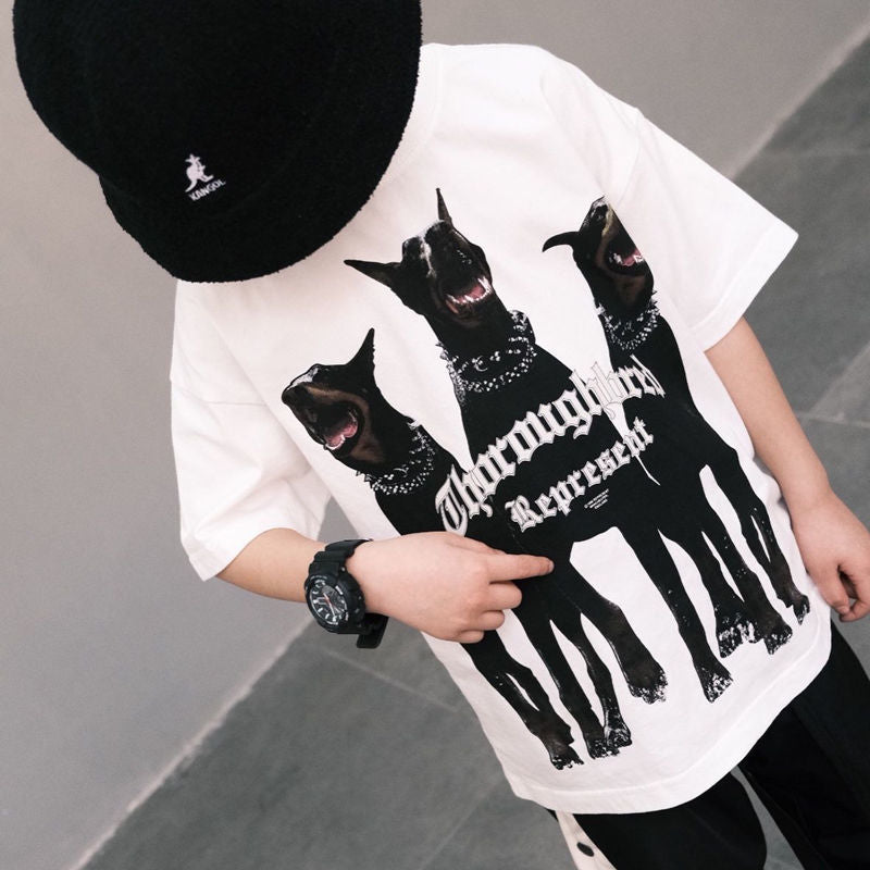 Kids Present Thoroughbred Doberman Dog Print T-Shirt Short Sleeve T-shirt for Boys and Girls