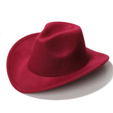 Cowgirl Hats Autumn and Winter Black Woolen Jazz Top Hat Male Ladies' National Style Felt Cap Broad-Brimmed Hat