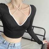 Music Festivals Rave Outfits Girls Tops Fall Women's Clothing Fashion Long Sleeve Sexy T-shirt