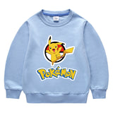 Children Pokemon Pikachu Hoodie Spring and Autumn Solid Color round Neck Sweater