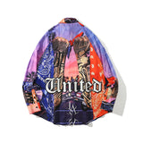 Mens Fall Outfits Vintage Paisley Bandit Top Long Sleeve Shirt Men Loose Casual Jacket